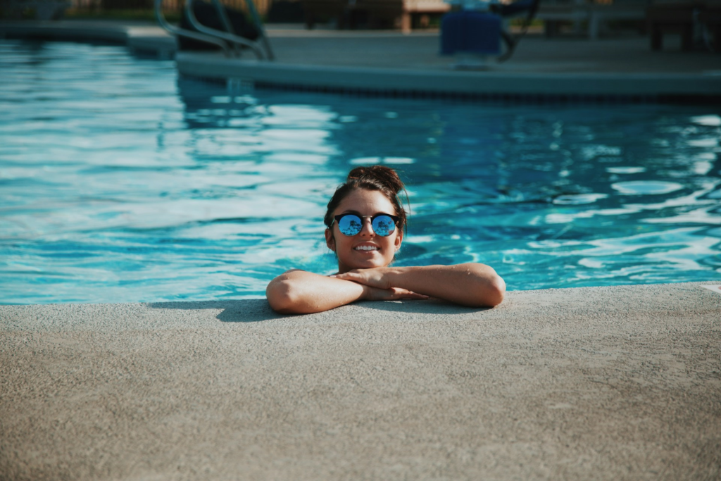 woman in pool